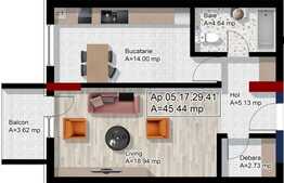 Vanzare 2 camere, 45 mp, semifinisat, imobil NOU!