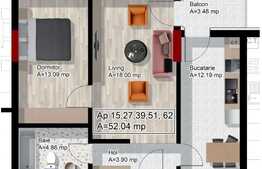 Vanzare 2 camere, 52.04 mp, etaj intermediar, imobil NOU