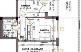 OPORTUNITATE -Apartamente finisate mobilate /TVA inclus. Ultimele disponibilitati in ansamblul cu cele mai mici preturi din Cluj! Apartament 3 camere, 61.86 mp + TERASA 33.67 mp FINISAT/Mobilat