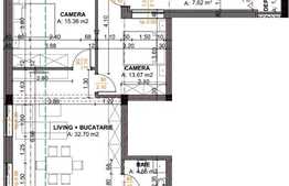  Apartament 3 camere, 64.90 mp utili + 7.62 mp balcon