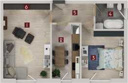 Vanzare 2 camere, 54.10 mp utili, decomandat, zona Coresi!