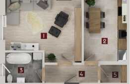 Vanzare 1 camera, 43.85 mp utili, imobil NOU!