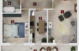 2 camere, 53.8 mp utili, balcon 10.80 mp, zona Coresi!