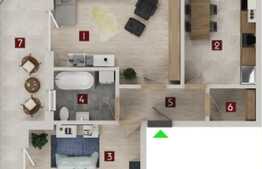 Vanzare apartament 2 camere, 57.15 mp utili, balcon 11.80 mp!