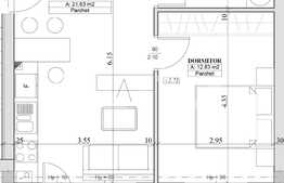 2 camere, 40 mp utili, semifinisat, imobil NOU!