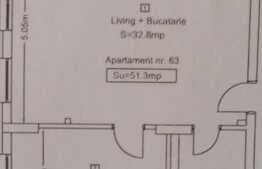 2 camere, semifinisat, 51.3 mp, zona Vivo