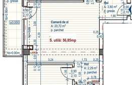 2 camere, 56.85 mp utili, 6.96 mp balcon, semifinisat!