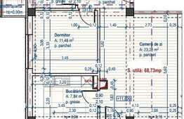 3 camere, 68.73 mp utili, TERASA de 36.10 mp, semifinisat!