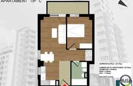 2 camere de vanzare, 43 mp utili cu 6 mp balcon, finisat, cu garaj inclus!