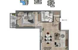 Vanzare 2 camere, 57.15 mp, balcon de 3.72 mp, semifinisat!