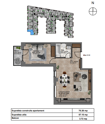 Apartament de vânzare 2 camere Dambul Rotund - 60733AV | BLITZ Cluj-Napoca | Poza1