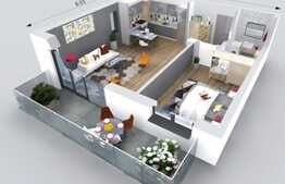 Apartament 2 camere, 58.34 mp + terasa, semifinisat, in zona strazii Colonia Borhanci 