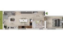 Apartament 2 camere, 55.6 mp, decomandat, balcon, semifinisat, zona Donath