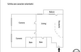 Apartament 3 camere, semidecomandat, 60 mp utili, loc parcare, zona Terra