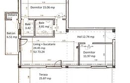 Penthouse cu 3 camere, terasa + balcon, semifinisat! Zona strazii Eroilor!
