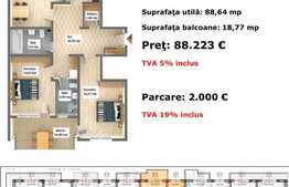 Apartament 3 camere, 88mp, Zona Bartolomeu 