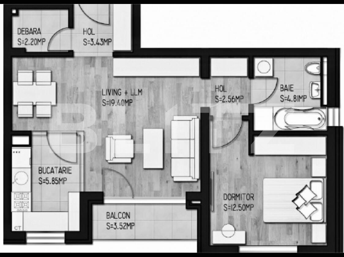 Apartament 2 camere, 51 mp, Top City