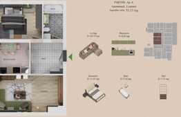 Apartament 2 camere, 55 mp, Tractorul