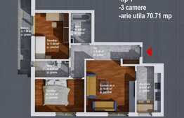 Apartament 3 camere decomandate etaj intermediar 2 bai,  semifinisat orientare sudica zona Regal in Baciu