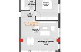 Vanzare 2 camere, 56.27 mp utili, semifinisat!
