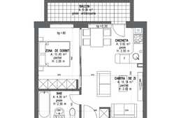 Studio de vanzare, 37 mp utili, balcon de 6.29 mp!