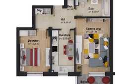 Vanzare 2 camere, decomandat, 53 mp utili, balcon, finalizare 2023