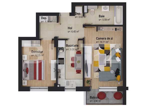 Apartament de vânzare 2 camere Tractorul - 62737AV | BLITZ Brașov | Poza2