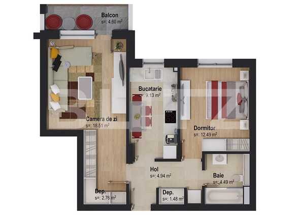 Apartament de vânzare 2 camere Tractorul - 62739AV | BLITZ Brașov | Poza2