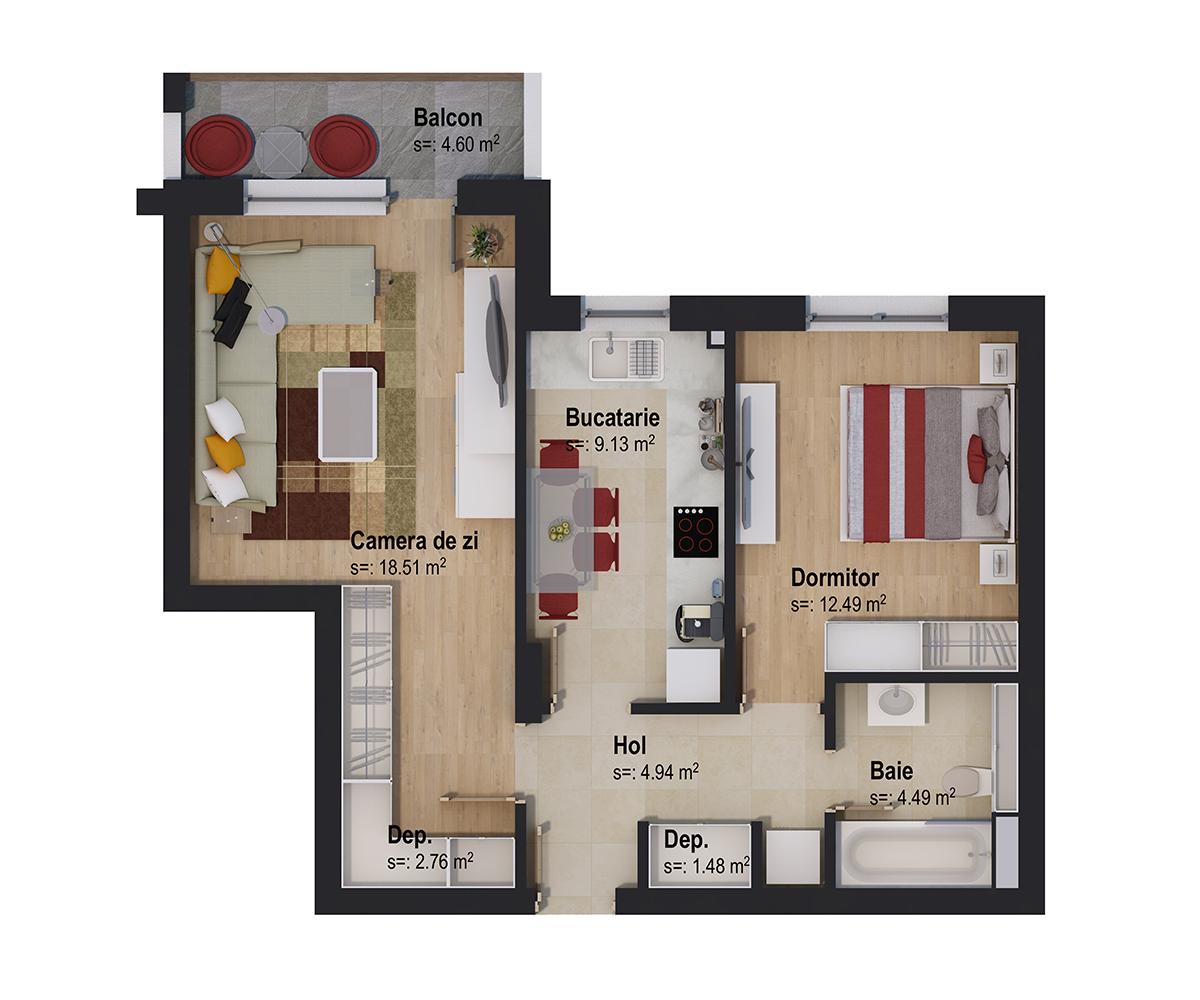 Apartament de vânzare 2 camere Tractorul - 62739AV | BLITZ Brașov | Poza1