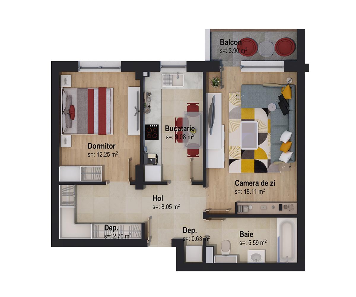 Apartament de vânzare 2 camere Tractorul - 62741AV | BLITZ Brașov | Poza1