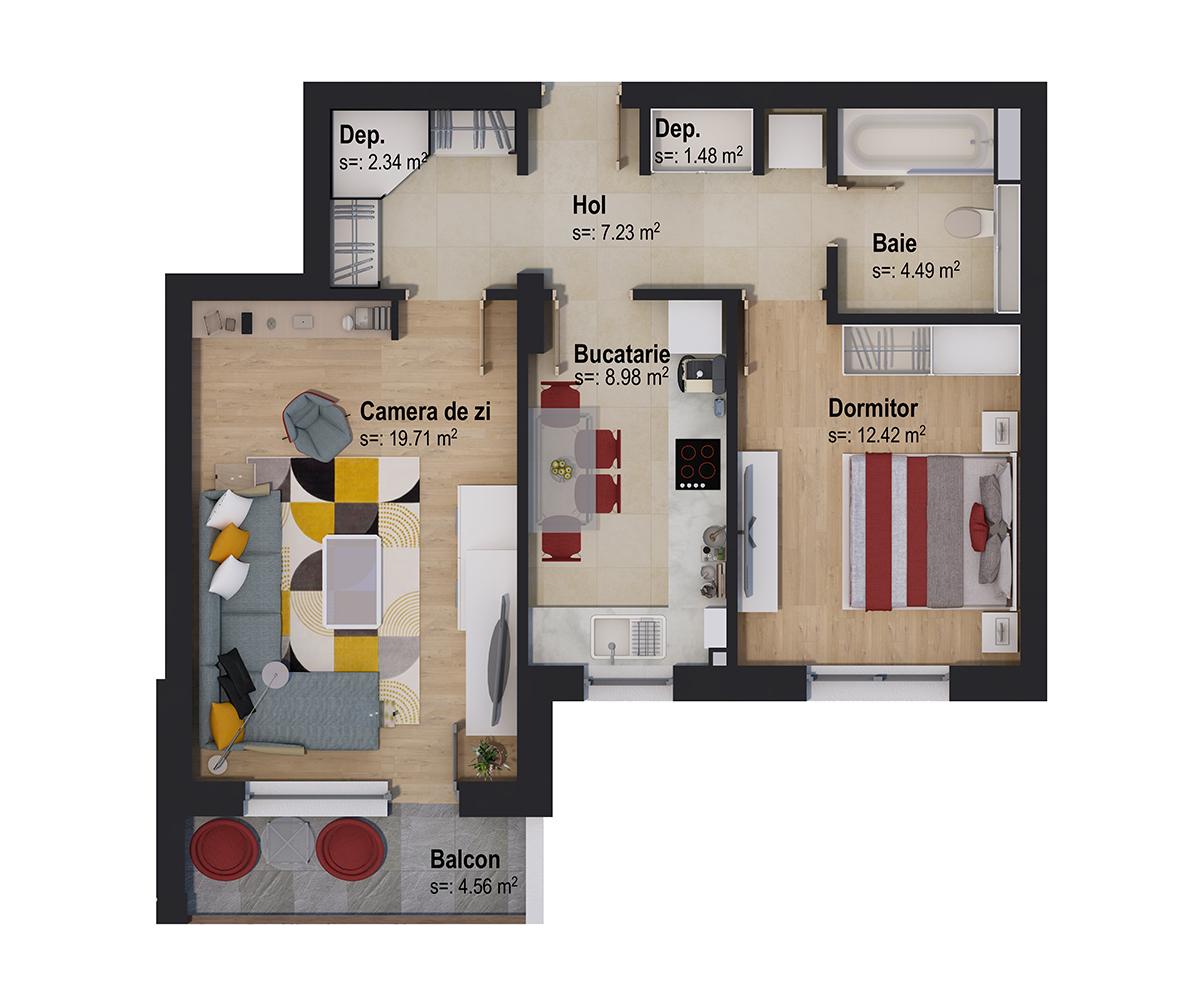 Apartament de vânzare 2 camere Tractorul - 62742AV | BLITZ Brașov | Poza1