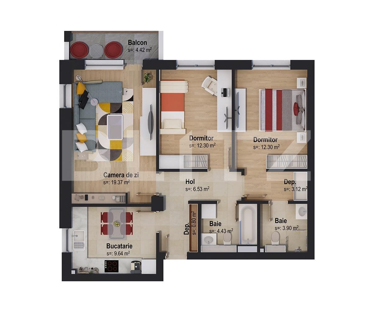 Apartament de vânzare 2 camere Tractorul - 62743AV | BLITZ Brașov | Poza2