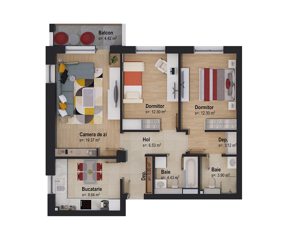 Apartament de vânzare 2 camere Tractorul - 62743AV | BLITZ Brașov | Poza1