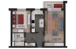 Vanzare apartament 2 camere, 54 mp utili, cartier Tractorul