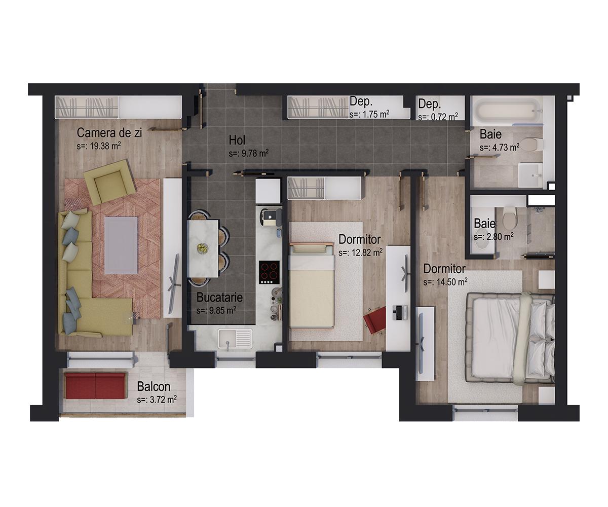 Apartament de vânzare 3 camere Tractorul - 62753AV | BLITZ Brașov | Poza1