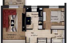 Vanzare 2 camere, 55.46 mp utili, decomandat, finalizare iunie 2022