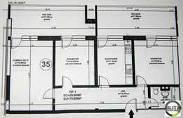 Apartament de vanzare, 3 camere, 75.6 mp plus 2 terase mari, zona Baciu