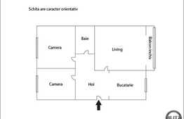 Apartament de vanzare, 3 camere decomandate, 64 mp, zona Billa