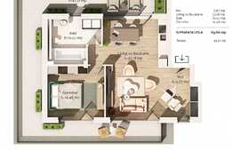 Apartament 63.60 mp, terasa 42,21 mp, intr-un ansamblu rezidential premium