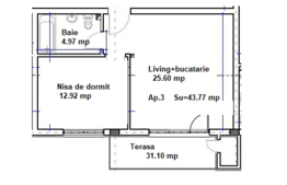2 camere, terasa 31 mp, semifinisat! Zona strazii Eroilor!