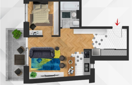 Apartament 2 camere, 49mp, etajul 1