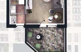Apartament cu 1 camera, terasa de 13 mp, zona VIVO