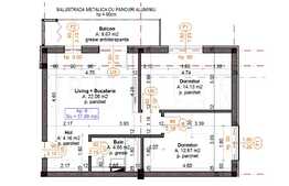 Apartament 3 camere, 58 mp, balcon 10mp, incalzire in pardoseala!