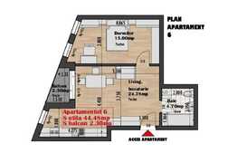 Vanzare apartament de 2 camere, 44 mp utili, semifinisat!