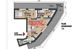 Super View!!!2 camere, 47 mp, terasa de 37.75 mp, bloc nou.