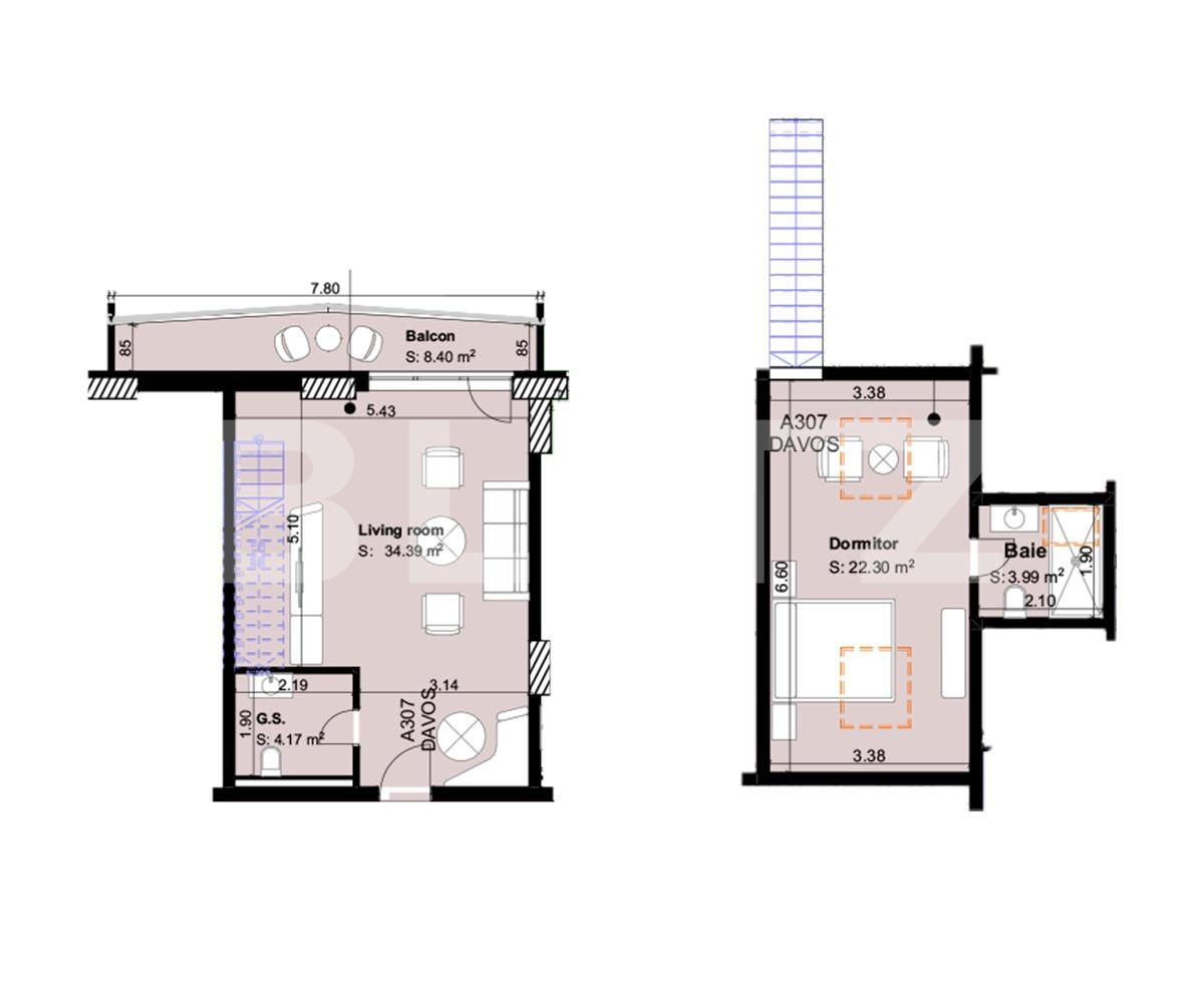 Apartament de vânzare 2 camere Exterior Sud - 66294AV | BLITZ Brașov | Poza5
