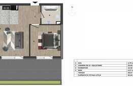 Apartament 2 camere, 43.64 mp, terasa 18.67mp, orientare SUDICA, cartier Europa!