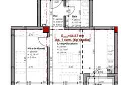 Apartament 2 camere l 44.83 mp l Orientare sud - estica l Zona Pod Ira