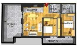 Penthouse de 3 camere, 70 mp, lift, terase, parcare, in Floresti 