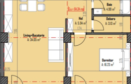 Apartament 2 camere, 64mp ,terasa 17mp, Someseni